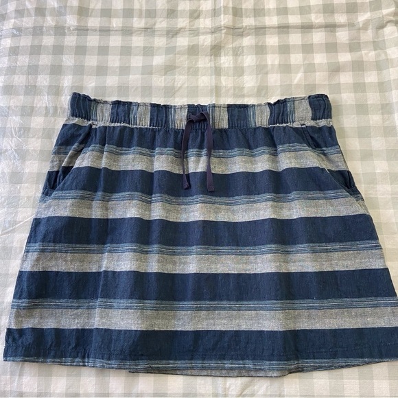 Patagonia blue skirt striped ajustable waist grey blue hemp cotton organic Large - Picture 8 of 13